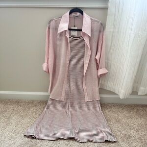 Light button up & long dress 2pc set up. S
